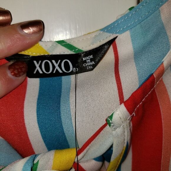 XOXO Cold Shoulder Striped Pullover Top - Picture 3 of 6